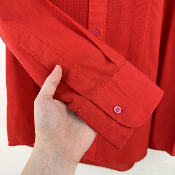 Neil Allyn Tuxedo Shirt Red Button Front Pleated Men's‎ M 32/33 - Picture 2 of 6